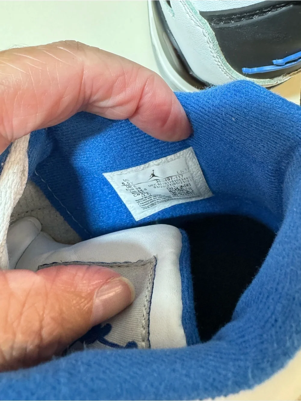 Jordan Kids White and Blue Retro Basketball Sneakers